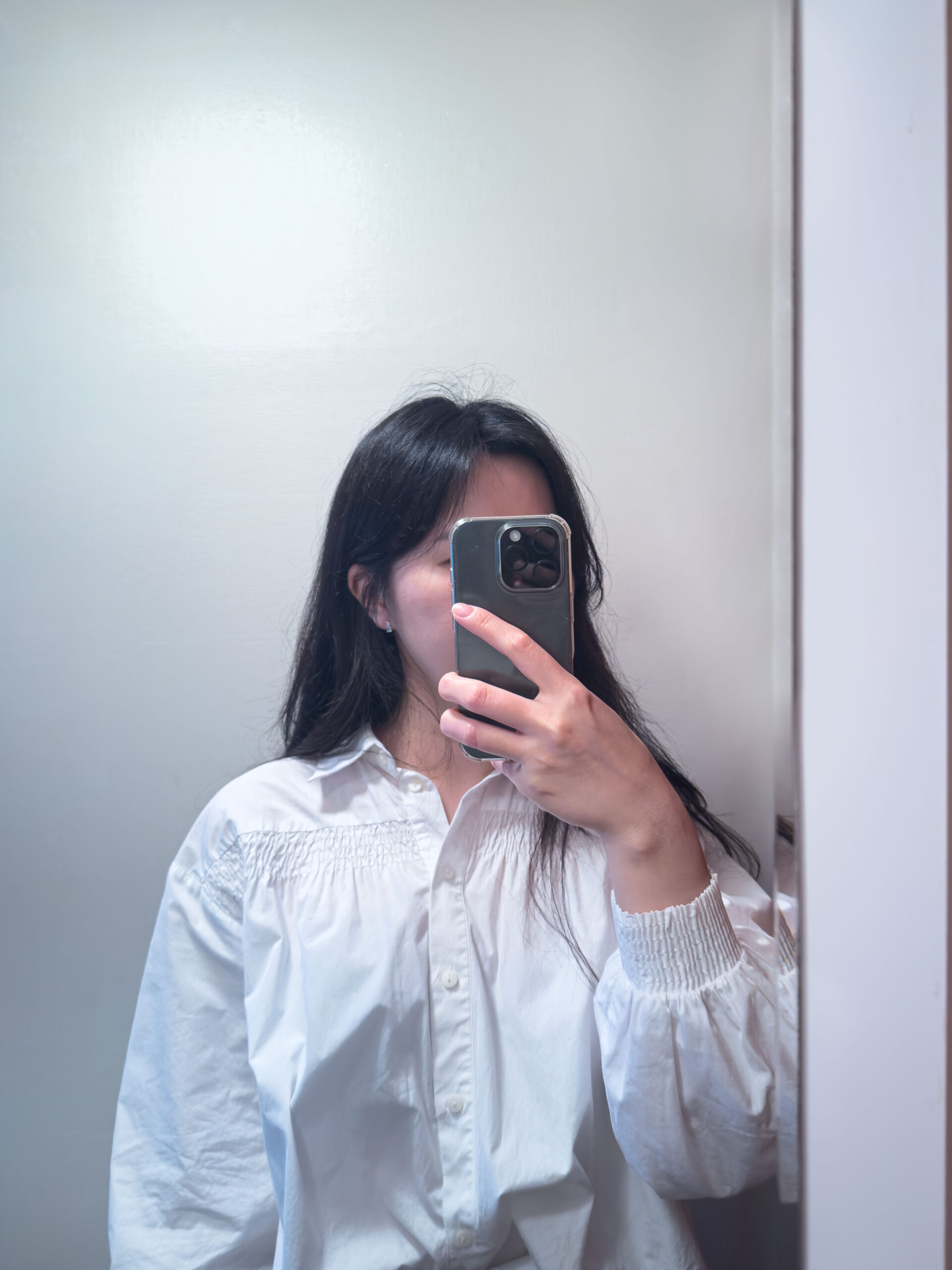 Blue Teardrop Earrings mirror selfie daily look