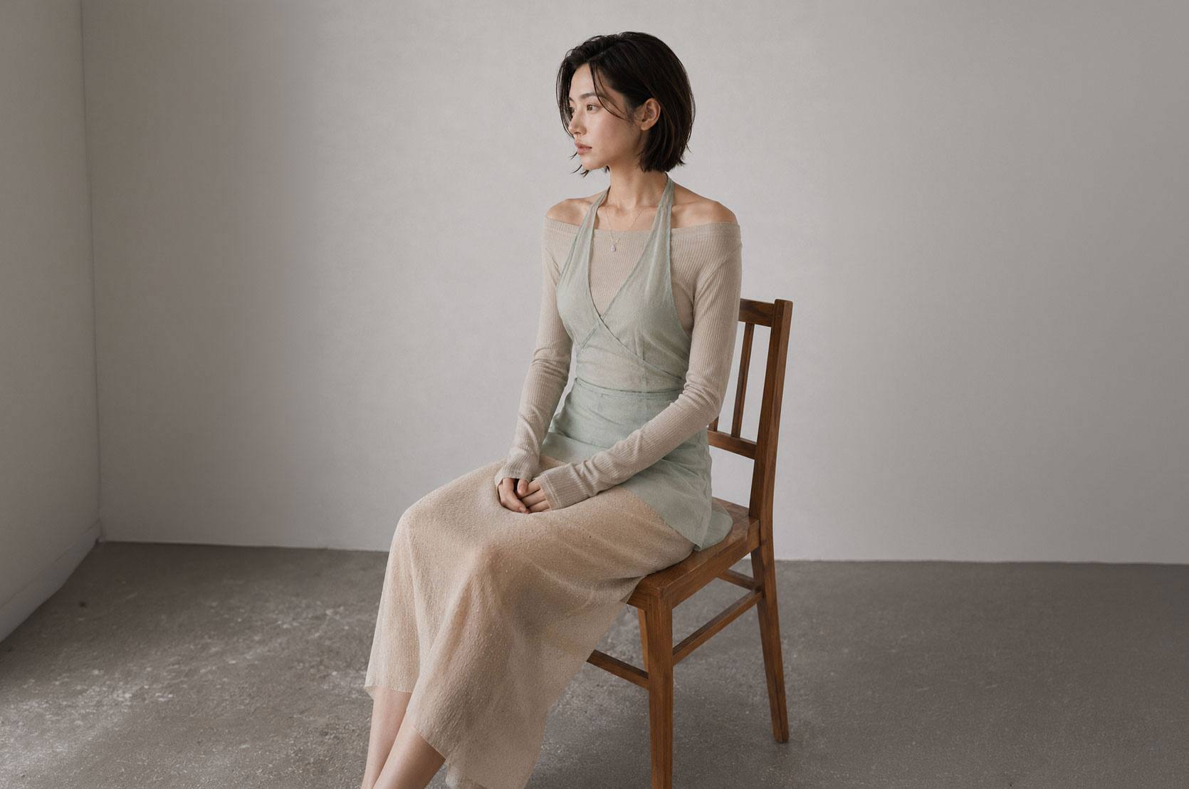 Crystal Dewdrop Chain Necklace styling image