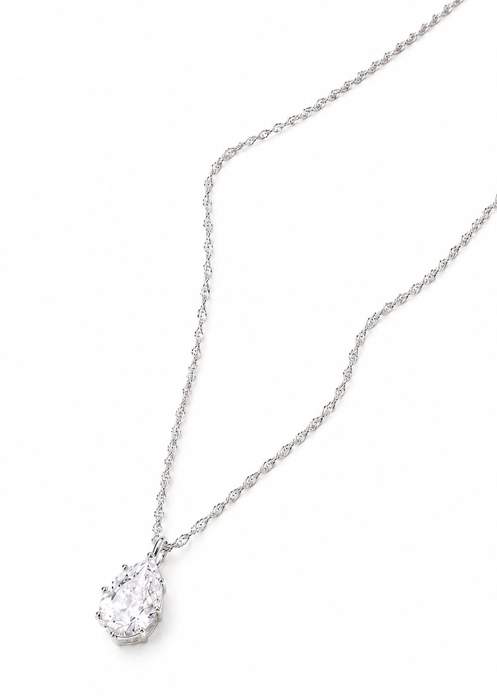 Crystal Dewdrop Chain Necklace 925 실버 물방울 목걸이 이미지 1
